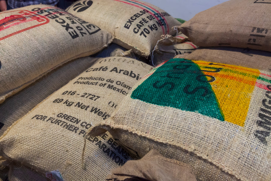 Bags of green coffee