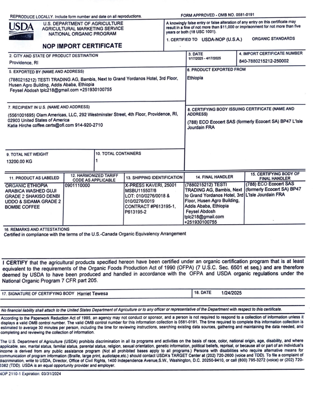 Shakiso | Cert. organically grown | Guji, Ethiopia